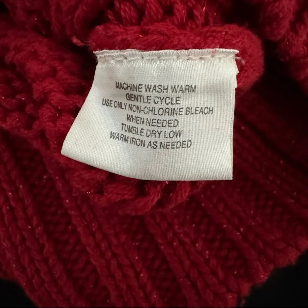 Vintage Route 66 V-Neck Red Cable Knit Sweater - Picture 4 of 4